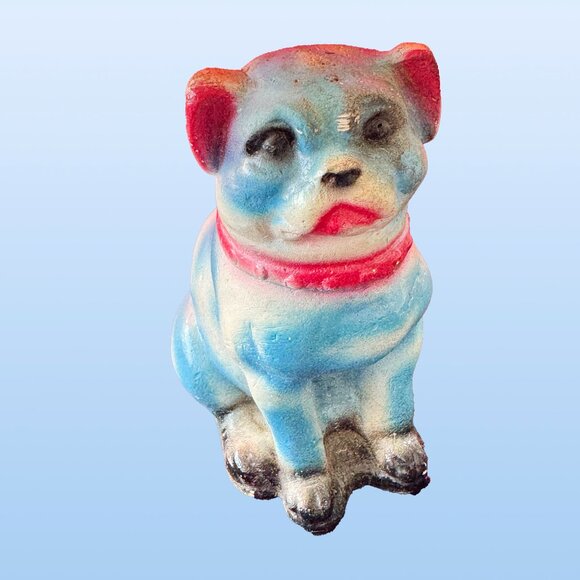 1940s blue chalkware carnival dog - Picture 1 of 6